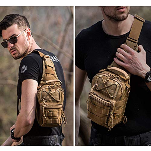 FAMI Outdoor Tactical Bag Backpack, Military Sport Bag Pack Sling Shoulder Backpack Tactical Satchel for Every Day Carry (Tan) - color: Tan