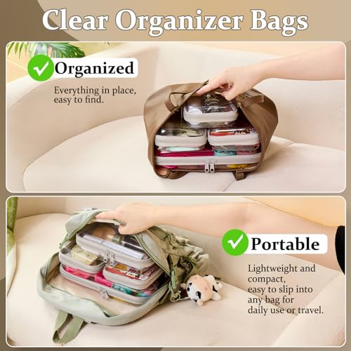 4 pcs Clear Zipper Pouches,Hard Shell Zipper Case, Toiletry Bag for Travel, CLear Diaper Bag, Toiletry Pouch, Travel Organizer, Cosmetic Bag,Toy Storage Bins (M+3S) (Gray) - color: Gray, size: M+3S