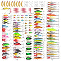 TSKS Fishing Artificial Lures Kit Mixed Including Front Diving Fin Minnow Surface Popper Crank Baits Pencil VIB with Hook and Soft Lures Accessories for Saltwater Freshwater Trout Bass Tackle Gift Set - color: 150pcs