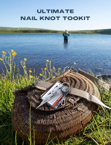 HOOK-EZE Fishing Nail Knot Tying Tool Combo|Includes Waterproof Pocket Guide, Nail Knot Tying Tool with Hook Cleaner, Zinger Retractor|Fly Fishing Accessories Fishing Gifts & Stocking Stuffers for Men - color: Silver