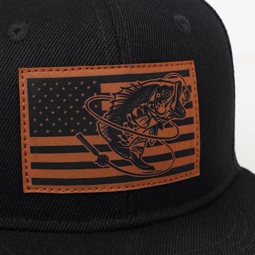 Fishing Gifts for Men - Snapback & Trucker Hats - American Flag Outdoor Fishing Hat - color: 10.balck Flatbrim Mesh (Bassflag)