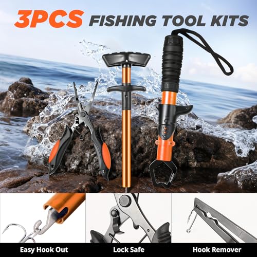 PLUSINNO Fishing Backpack with Fishing Rod and Reel Combos Tackle Boxes, Waterproof Tackle Backpack for Gear with Rod Holder, Fish Gifts for Men with Tool Kit... - color: Khaki Camo Backpack With Rod and Reel Combo