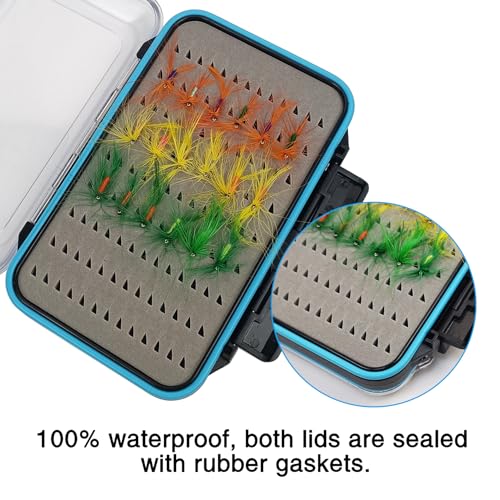 Aventik Waterproof Fly Box for Fly Fishing Double Sides Large Capacity Fly Fishing Box Streamer & Dry Fly Storage Saltwater & Freshwater - size: Size C:6.08x4x1.57inch