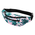 Vibe Festival Gear Rave Fanny Pack for Women Men – Festival, 4 Pockets, Adjustable Strap, Cute Waist Bag, Crossbody Belt Bag, Hiking, Running, Cycling - color: Palm Leaves Pink Tropical, size: Fits Most
