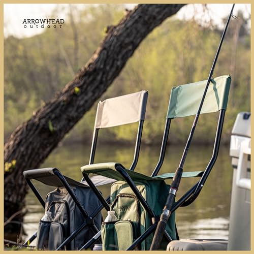 Arrowhead Outdoor Multi-Function 3-in-1 Compact Camp Chair: Backpack, Stool & Insulated Cooler, w/Bottle Holder & Storage Bag, External Pockets, Backrest, Fishing, Hiking, Heavy-Duty, USA-Based | Stool and Insulated Cooler, Bottle Holder and Storage Bag,