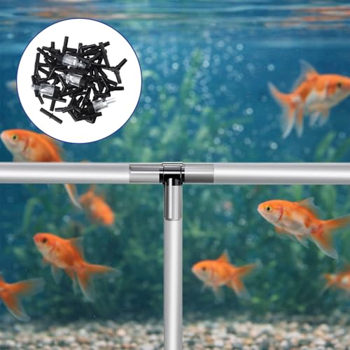 Skrfren 40 Piece Aquarium Airline Tubing Connectors I T L Y, 4pcs Aquarium Air Pump Check Valve Anti Shedding Fish Tank Tube Adapters Splitter Accessories for 3/16 Inch Airline Tubing (Black)