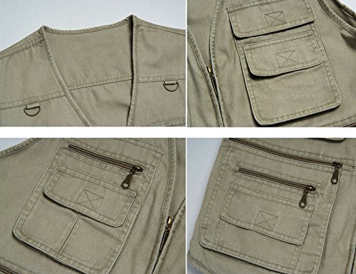 Flygo Men's Vest Plus Size 16 Pockets Leisure Outdoor Lightweight Fishing Photo Journalist Vest - color: Grey, size: Medium