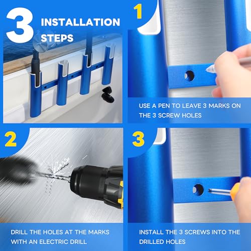 Aluminium Fishing Rod Holders for Boat, Wall-Mounted Fishing Pole Roof Rod Rack,Surf Fishing Rod Holder for Truck, Boats & Yacht - color: 4 Tubes Blue