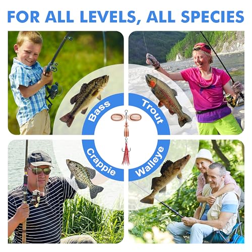 TRUSCEND Vibespinner Easy Catch Fishing Lures with BKK Hooks, Tail Spinner Baits with 4 Actions, Vibrating Swimming Flashing & Jigging for More Bites, Spoon Lures for Bass Trout Crappie Walleye Pike - color: B1-1/4oz-1.8"