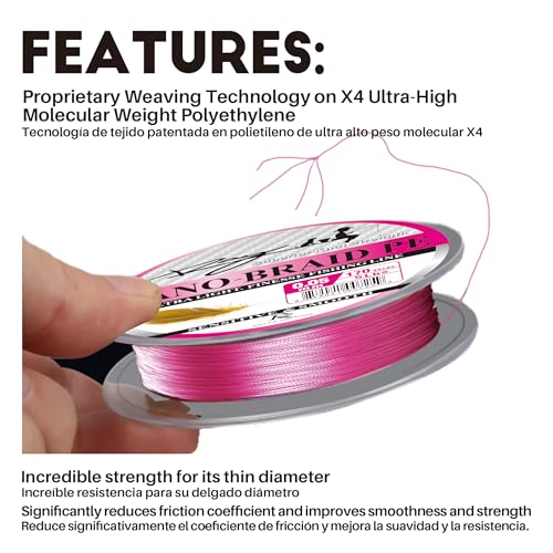 Ultra Slim Braided PE Fishing Line, Strong Knot Strength, Deign for Ultra Light Freshwater Fishing, Come with 3lb Test or 5lb Test, 170Yds Each Spool - color: Pink, size: 0.05mm-5Lbs