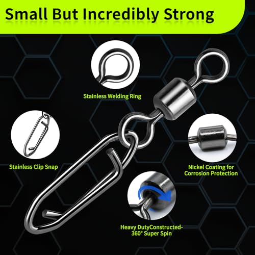 9KM DWLIFE Fishing Speed Clips 50Pcs Quick Change Fishing Swivels & Snaps Fishing Speed Clips Barrel Swivels Fishing Tackle Saltwater Fishing - size: 3/0#