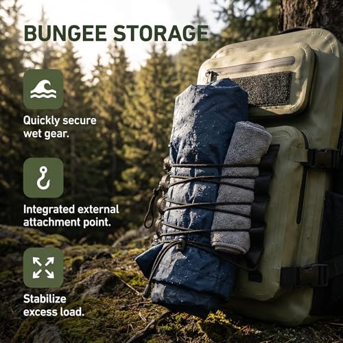 Miramrax Dry Bag Waterproof Backpack 30L Tactical Backpack for Kayaking Hiking Boating Paddle Boarding Travel Beach (Army Green) - color: Army Green