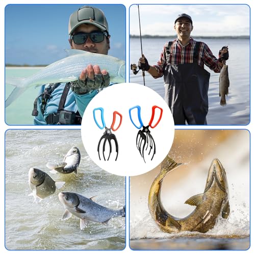 2Pcs Fish Gripper, Fishing Pliers Gripper Fish Grabber Tool Metal Fish Pliers Gripper Claw Upgrade 3 Claw Fish Gripper Anti-Slip 2 Claw Fish Grippers for Fishing, Control Clamp to Catch Fish (2 Style) - style: 2 Claw&3 Claw