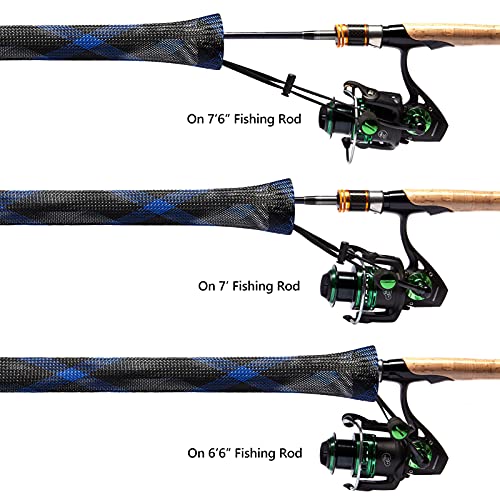 BASSDASH Casting Spinning Fishing Rod Sleeves Protective Rod Socks for Fishing Poles Up to 7-1/2ft - color: Black & Blue - 2pcs, size: For Casting Rod up to 7-1/2 ft