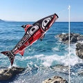 Newwiee 1 Pcs 45" Fishing Windsock for Outdoor Decor, Heavy Duty Fade Resistant Hanging Flag with Swivel Clip for Boat Dock Lake House Patio Yard, Fishing Gift for Men Dad Fisherman (Salmon) - style: Salmon