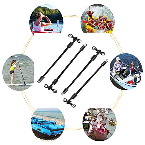 Rod Straps for Bass Boat, Deck Mount Connector Mount Rod Strap, Rod Holders for Boat Deck with Straps + Kayak Paddle Clip, Canoe Kayak Boat Fishing Rod Replacement Accessories - 4Pcs
