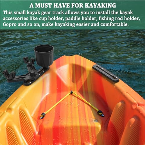 Huntury Kayak Track, Kayak Low Profile Track, Kayak Rail, Kayak Accessories Mount Track, Kayak Gear Track for Fishing Rod Holder, Fish Fider, Cup Holder, Anchor Cleats - style: 2pcs 8“ Length
