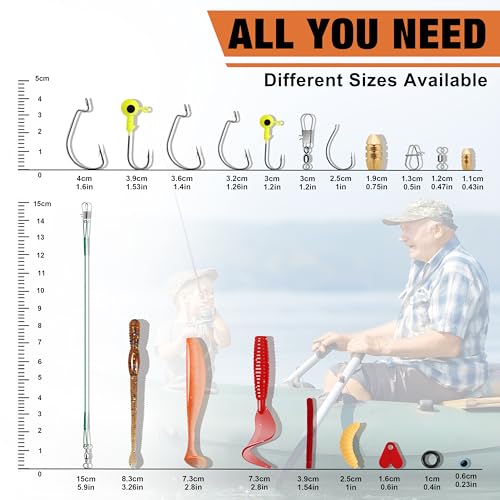 TRUSCEND Complete Fishing Accessories - Tackle Box with Tackle Included, Fishing Hooks, Jig Heads, Sinkers, Weights, Swivels, Snaps, Bobbers, Leaders - Fishing Gear Set for Bass Trout Panfish Walleye - color: E-128pcs Lures Kit