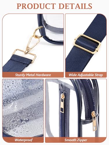 3 Pockets Clear Bag for Stadium Events with 2 Long Straps Sling Backpack Fanny Pack Concert Crossbody Purses for Women - color: 1# dark blue, style: Style 1