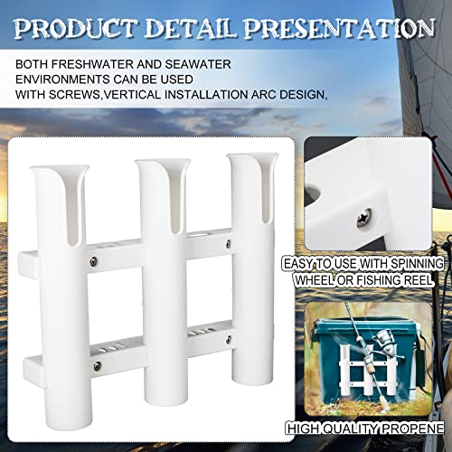 Shappy 3 Pcs Fishing Rod Holder Bracket Tube 3 Rod Rack Wall Mounted 10.63 Inch Fishing Pole Holders for Boats with Screws Nuts Side Mount for Boat Truck Kayak Garage (White) - color: White