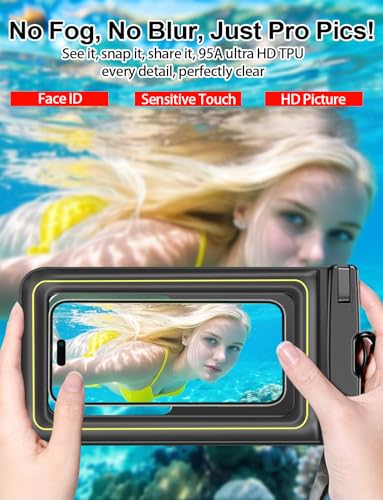 Famoby 4 Pack IP68 Waterproof Phone Pouch (2 Pack Floating and 2 Pack Sinking Waterproof Phone Pouch) Adjustable Neck Lanyard Dry Bag for Apple iPhone,Samsung,and up to 8.5" Black,White - color: 2 Pack Floating and 2 Pack Sinking