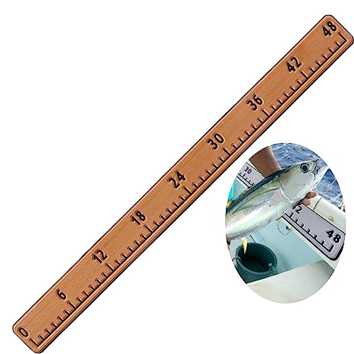 Fish Ruler for Boat 40"/48" with Backing Adhesive Fish Measuring Sticker Foam Fish Measuring Board for Fishing Boat, Cooler, Kayak, Yacht Fish Ruler Boat Accessories - color: Light Brown, size: 48"