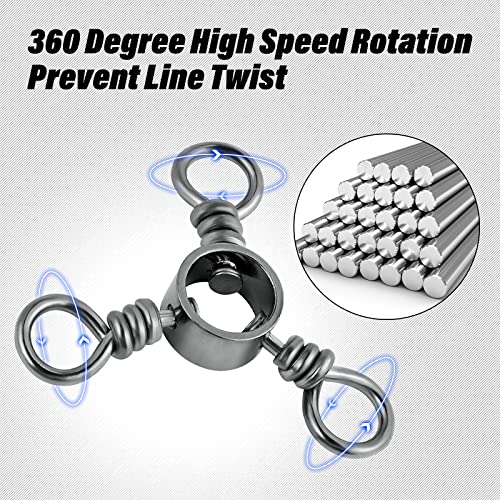 Dr.Fish 50 Pack 3 Way Swivel Fishing Tackle 30-220Lb Catfish Swivels Three Way Rigs Freshwater Saltwater Catfish Tackle - size: #4,#5,#6,150 Pack