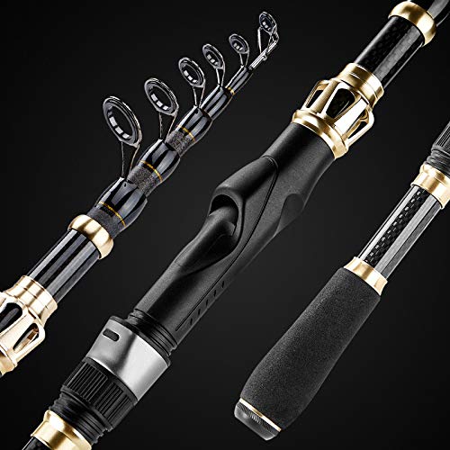 PLUSINNO Fishing Rod and Reel Combo, Telescopic Fishing Pole Kit with Spinning Reel, Tackle Box, Fishing Lures and Travel Carrying Bag, Fishing Gear Gifts for Men - color: Elite Hunter Single Fishing Rod(No Reel &Lure), size: 2.4M 7.87FT
