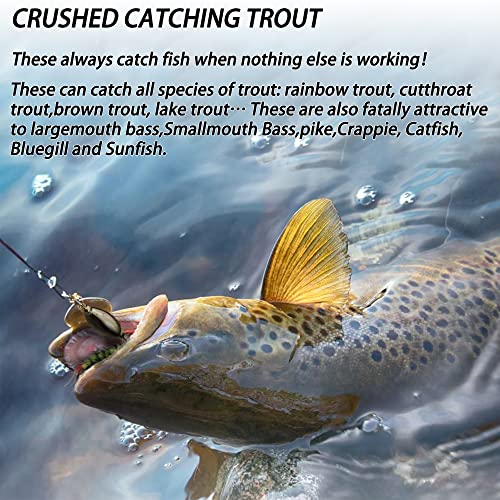 Trout Lures Fishing Spinnerbaits, Rooster Bait Tail Hard Metal Brass Spinner Baits Trout Fishing Lures for Bass Salmon Pike Freshwater Saltwater - color: A4-W70-6pcs-3/8oz