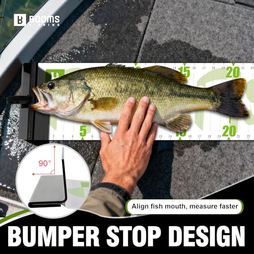Booms Fishing 59" Fish Ruler: Foldable Fishing Ruler - Waterproof Fish Measuring Tape with Bump Board - Saltwater Fishing Measuring Tool for Angler, RL4 Green with White - color: Green with white