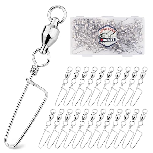 30PCS High Strength Fishing Snap Swivels – Stainless Steel Ball Bearing Barrel Swivels, Corrosion Resistant Fishing Connector Clips for Freshwater and Saltwater - size: 8#