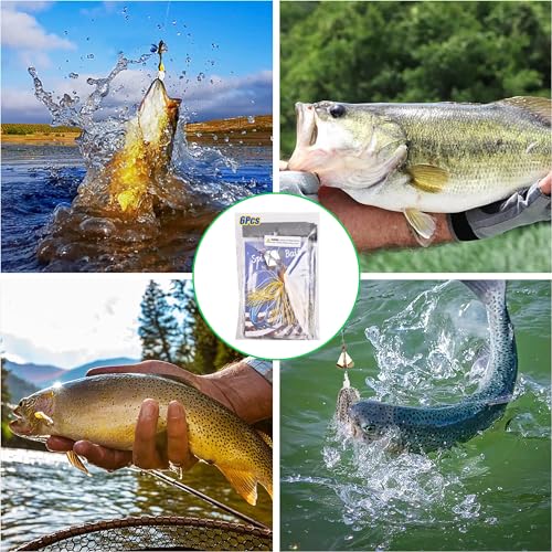 Spinnerbait Fishing Lures Kit Set, 6pcs Bass Fishing Buzzbait Multicolor Bass Trout Salmon Metal Spinner Baits Swim Jigs Freshwater Saltwater Fishing - color: Style A-6pcs