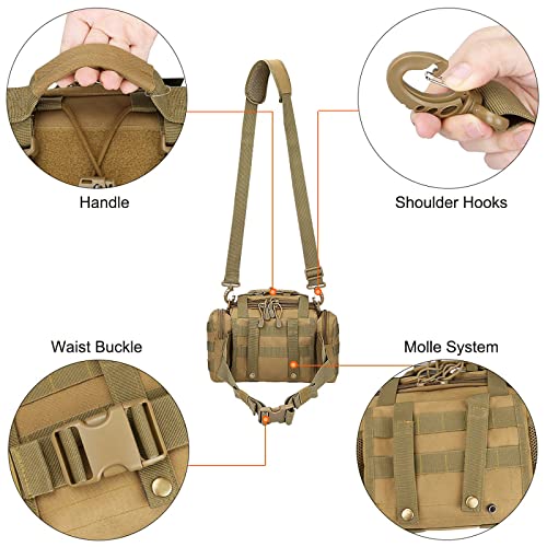 G4Free Sport Outdoor Waist Pack Tactical Sling Bag Hiking Fanny Pack Fishing Tackles(Tan) - color: Brown