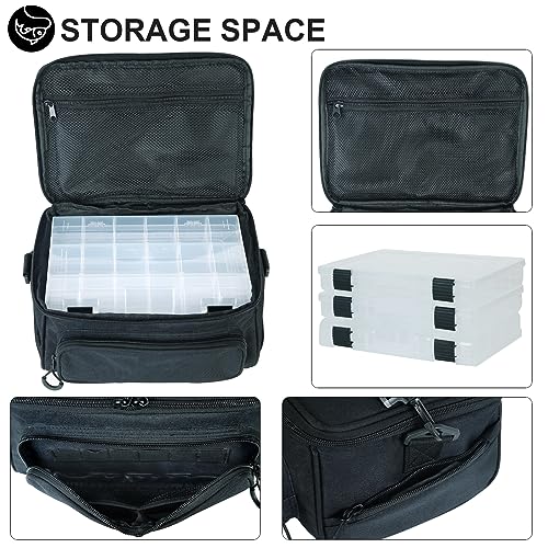 Fishing Tackle Bags Portable Fishing Tackle Storage Pack for Saltwater or Freshwater Fishing Bags with 3 Tackle Trays Padded Shoulder Strap