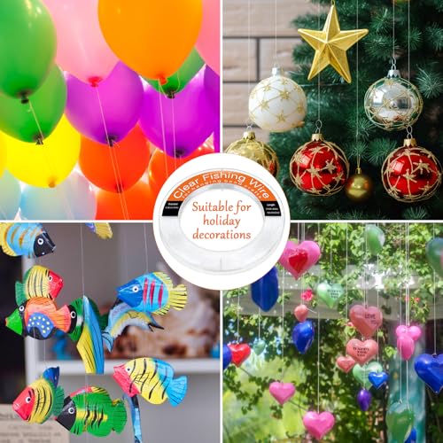 Clear Fishing Line Wire 755 ft, Invisible Monofilament Fishing Line Wire, Nylon String for Hanging Balloons Garland Crafts Picture Decorations, Clear String Threads Cords WUINOID - style: 0.35mm/1312ft