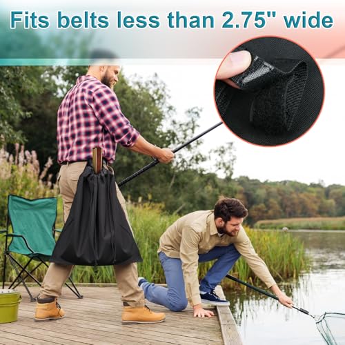 Fly Fishing Net Storage Bag - Foldable Landing Net Organizer Pouch Portable Trout Landing Nets Carrying Case with Adjustable Shoulder Strap and Drawstring Closure, Bag Only