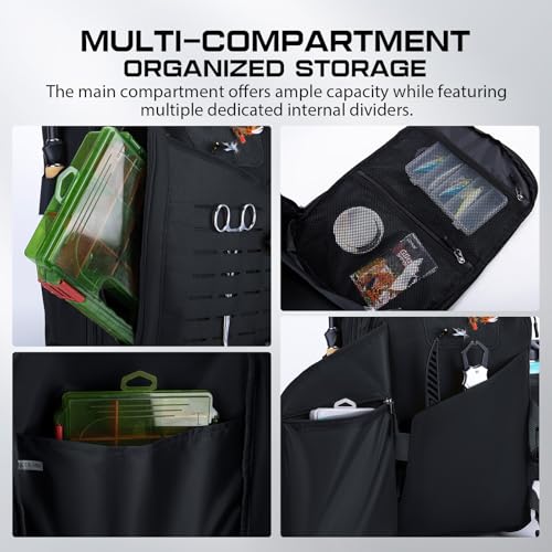 Goture Fishing Kits for Adult,Fishing Pole and Reel Combo, OpenSide Fishing Sling Tackle Storage Bag with 3 Tackle Boxes,Gift for Men - color: Black 20L Bag + 3600 Trays +Basic Bait Set(Gift Boxed), size: 7FT/2.1M
