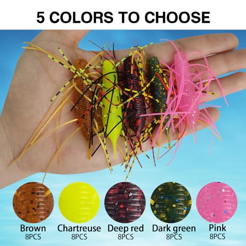 Eupheng Silicone Soft Dice Fishing Lures with Multiple Tentacles, Handmade Slow Sink Bass Fishing Soft Plastic Baits for Drop Shot, Finesse, Wacky Rig - color: Brown, size: 8PCS-(1.5inch & 2.3inch)