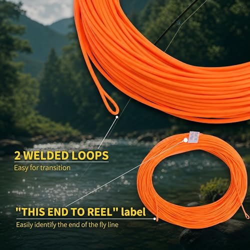 Kylebooker Weight Forward Floating Trout Fly Fishing Line WF3F-WF8 - color: Orange, size: WF3F-100FT