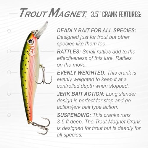 Trout Magnet Trout Crank Top Water Fishing Bait, Runs 2-4 Feet Depth with Small Rattles for High Effectiveness, Great Fishing Lure for Freshwater - color: Hawk, size: 3.5"