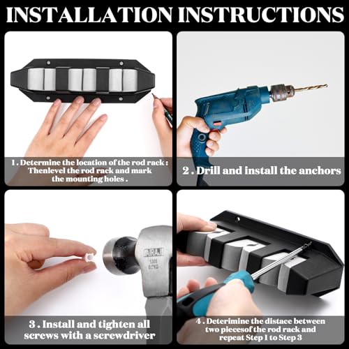 Sratte 4 Pcs Rod Holders for Fishing Boat Wall Mount Fishing Pole Holders Horizontal EVA Foam Garage Rod Rack Summer Boat Accessories for Men Gifts - color: Black & Gray, size: 7.8 Inch