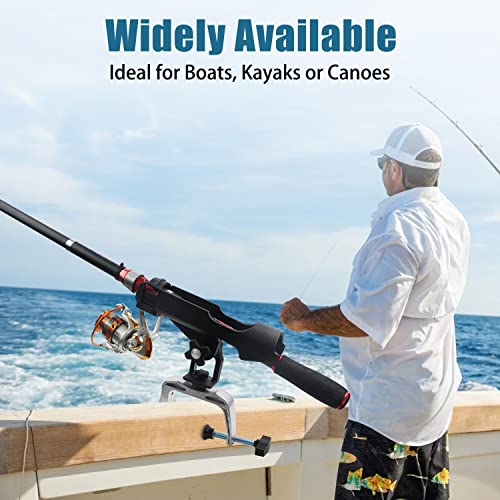 Fishing Rod Holder for Boat Adjustable 360° Rotation Hands-Free Fishing Pole Rod Racks No-Drill Rail Mount Rod Holders for Multi-Rod Setup Kayak, Pontoon, Boat Fishing - color: RH20 MAX OPENING 1.97 inch 2pcs