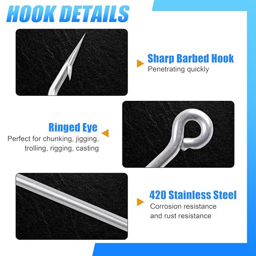 Stainless Steel Saltwater Fishing Hooks - 50pcs O'shaughnessy Hooks Forged Long Shank J Fishing Hooks Extra Strong Fish Hooks for Trolling Sea Bass Striper Cod Bluefish Size 1/0-10/0 - size: 2/0-50pcs