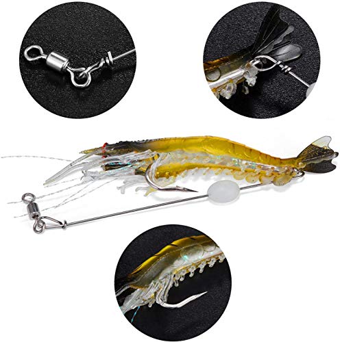 Fishing Shrimp Lures Artificial Silicone Soft Bait Set Luminous Swimbait Shrimp Fishing Lure with Hooks Fishing Tackle Freshwater/Saltwater - color: 10PCS