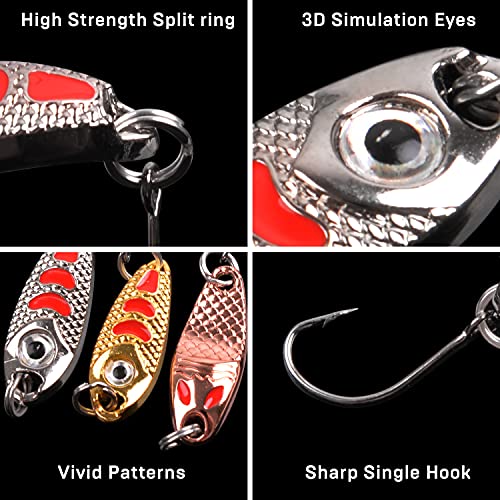 Trout Spoons Fishing Spoon Lure Set Single Hook Trout Lures Hard Metal Trout Baits Mini Fishing Jig Spoon Lures for Perch Char Crappie - color: Type B ( 12pcs )