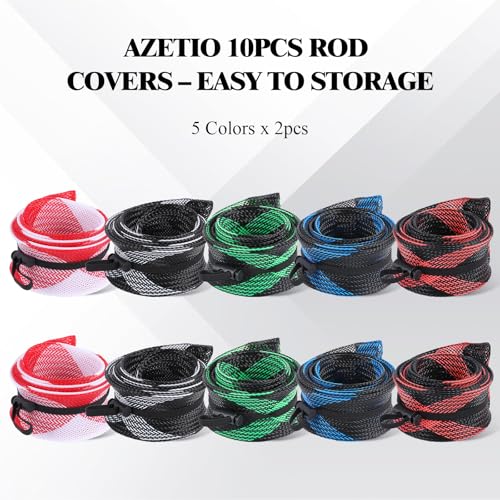 10 Pcs Fishing Rod Sleeves Socks with Lanyard, Fishing Pole Sleeves Rod Cover for Fly/Casting/Sea Fishing Rods