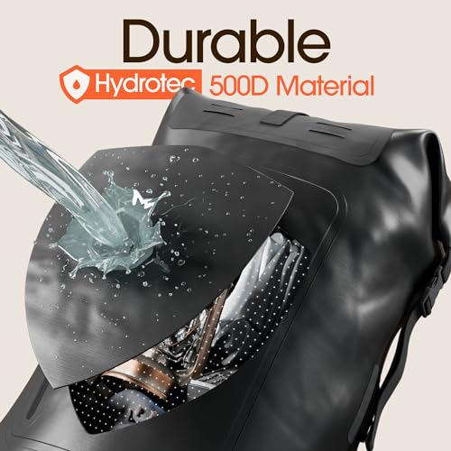 Earth Pak Waterproof Backpack - Heavy Duty Hiking Backpack - Roll-Top Closure Bag - Cushioned Dry Bag Waterproof Phone Case - color: Black, size: 35L