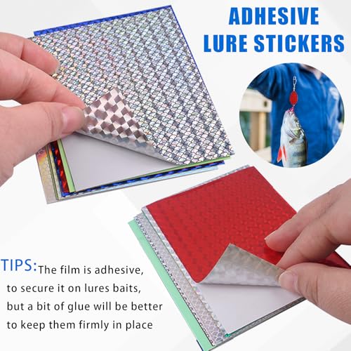 15pcs Fishing Lure Stickers Holographic Adhesive Fish Scale Lure Tape for DIY Jigs Spoons Metal Baits Lure Making Supplies