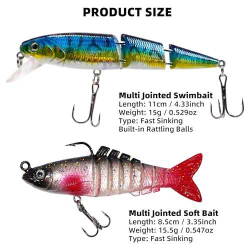 Kilitn Fishing Lures Kit, Artificial Fishing Bait, 152-Piece Tackle Box with Crankbait, Swimbait, Topwater Lure, Soft Bait, Hooks, Jigs, Crankbait Snaps, Lure Gear Kit for Bass Freshwater Saltwater
