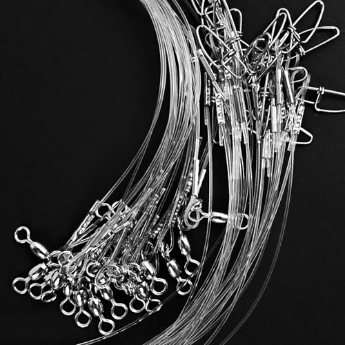 Fishing Fluorocarbon Leader with Swivel and Snaps ，Fluorocarbon Leader Connects Lures, Bait, or Connects Hooks for Saltwater & Freshwater Fishing, 12/24 Pcs